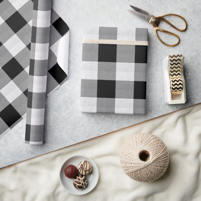 Buffalo Kariert Black and White ID603 Geschenkpapier (Kunsthandwerk)