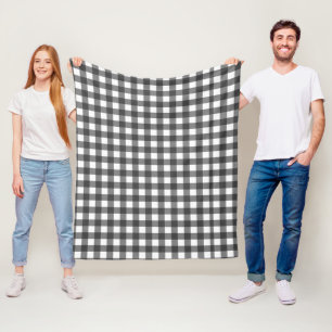 Buffalo Kariert Blanket - Schwarz und Weiß, gemütl Fleecedecke