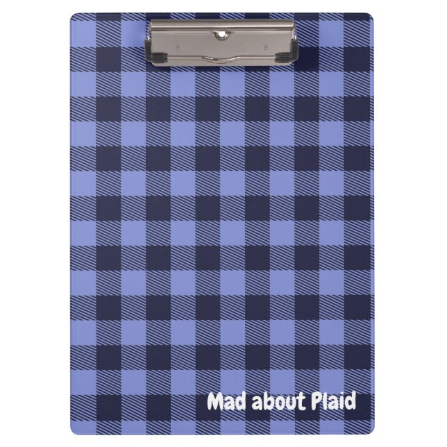 Buffalo Kariert Blue & Black Monogram Simple | Klemmbrett (Vorderseite)
