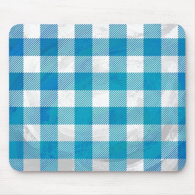 Buffalo Kariert Blue und White Mousepad (Vorne)