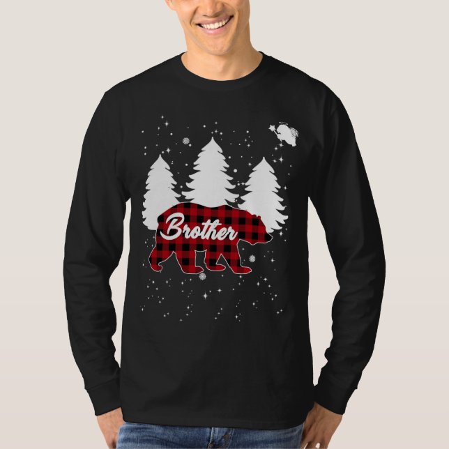 Buffalo Kariert Brother Bären Weihnachtsbaum Pajam T-Shirt (Vorderseite)