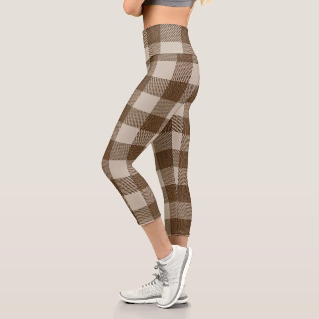 Buffalo Kariert Brown und Beige Beautiful Capri Leggings (Links)
