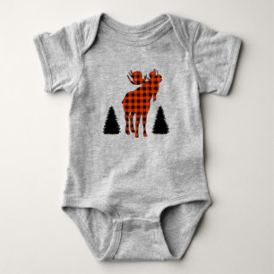 Buffalo Kariert Bull Moose Pine Trees Baby Strampler