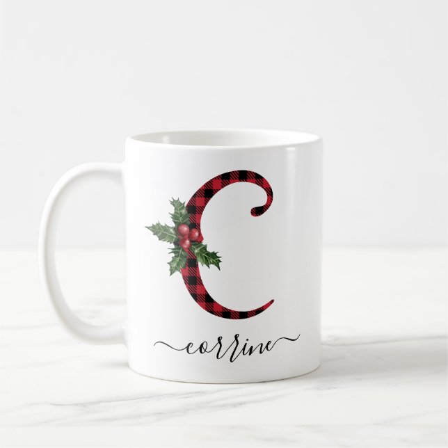 Buffalo Kariert C Monogram Weihnachtskaffee Tasse (Links)