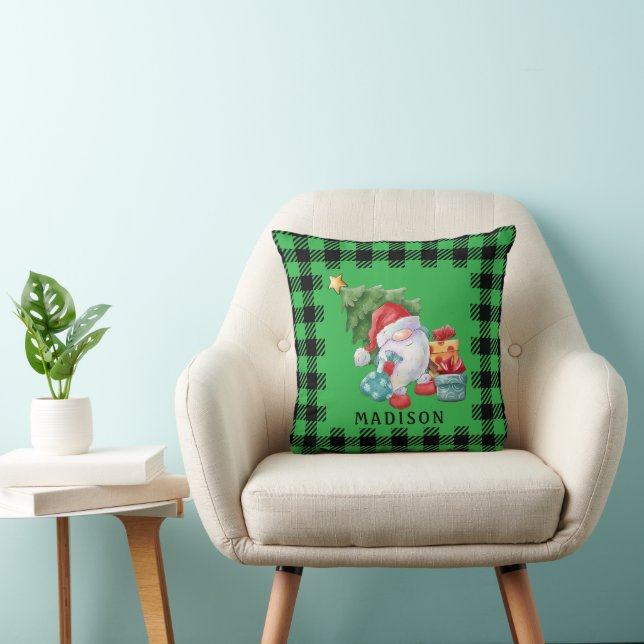 Buffalo Kariert & Christmas Gnome Throw Kissen (Stuhl )