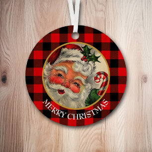 Buffalo Kariert Classic Santa Claus Ornament Aus Metall