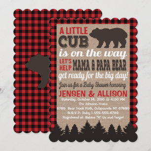 Buffalo Kariert Cub Babydusche Einladung