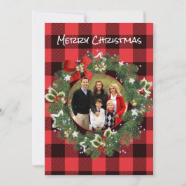 Buffalo Kariert Custom Foto Weihnachtsschaden Feiertagskarte