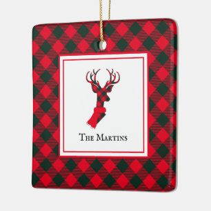 Buffalo Kariert Deer Red Personalisiert Weihnachte Keramikornament