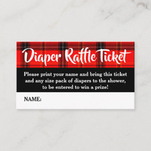 Buffalo Kariert Diaper Raffle Ticket Babydusche Begleitkarte