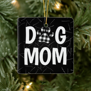 Buffalo Kariert Dog Pawprint mit Hundehaar Keramikornament