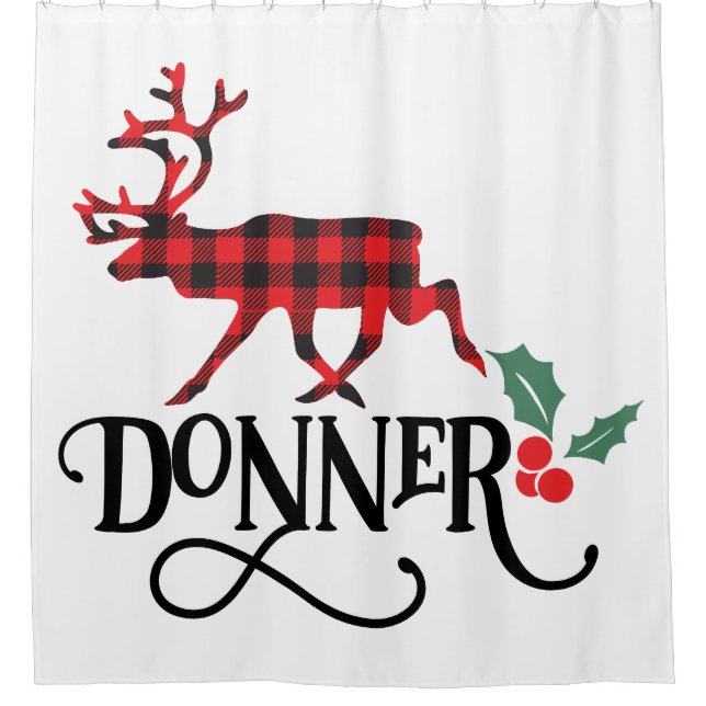 Buffalo Kariert Donner Reindeer Duschvorhang (Vorderseite)