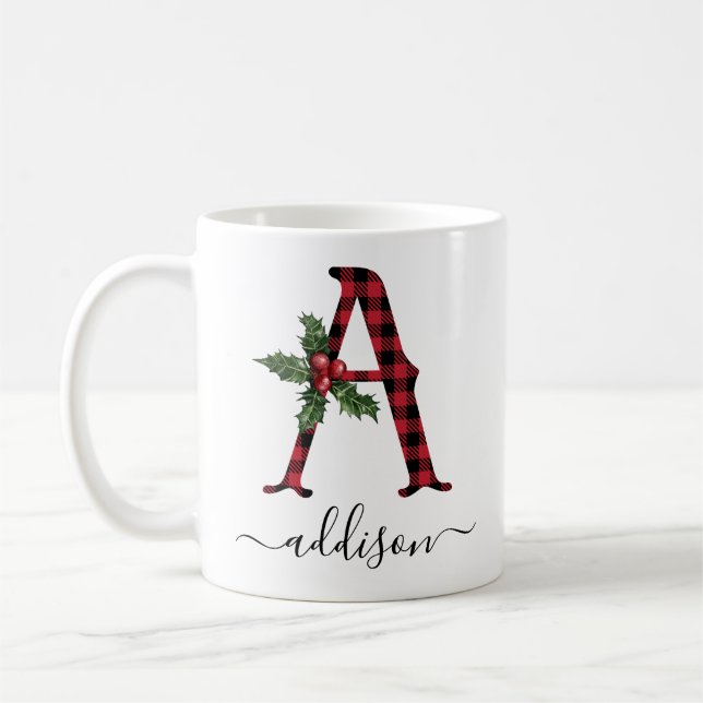 Buffalo Kariert ein Monogramm Weihnachten Kaffeetasse (Links)