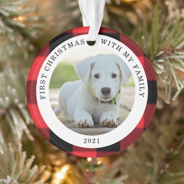 Buffalo Kariert Erstes Weihnachtsfest Foto Ornamen Ornament (Baum)