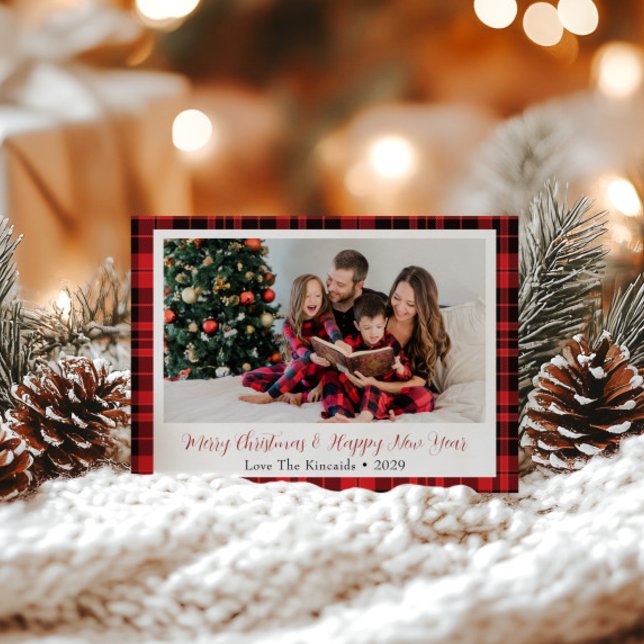 Buffalo Kariert Family Foto Grußkarte Karte (Von Creator hochgeladen)