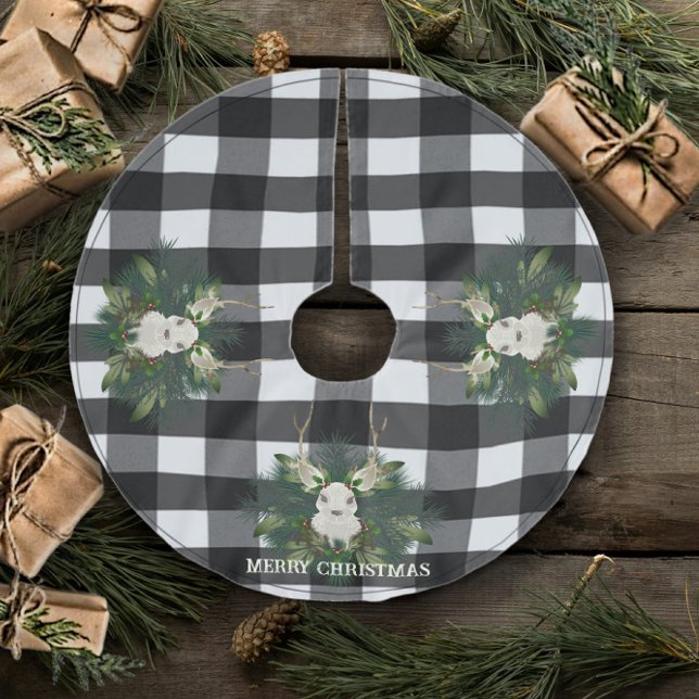 Buffalo Kariert Festivals Weihnachten Polyester Weihnachtsbaumdecke (Buffalo Plaid Festive Reindeer Christmas Tree Skirt)