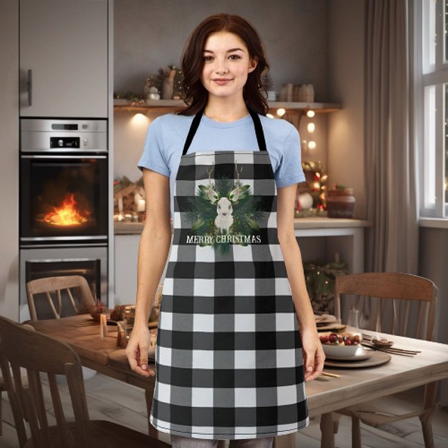 Buffalo Kariert Festivals Weihnachten Schürze (Buffalo Plaid Festive Reindeer Christmas Apron)