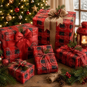 Buffalo Kariert Frohe Weihnachten Geschenkpapier