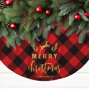Buffalo Kariert Frohe Weihnachtsmonogramm Polyester Weihnachtsbaumdecke