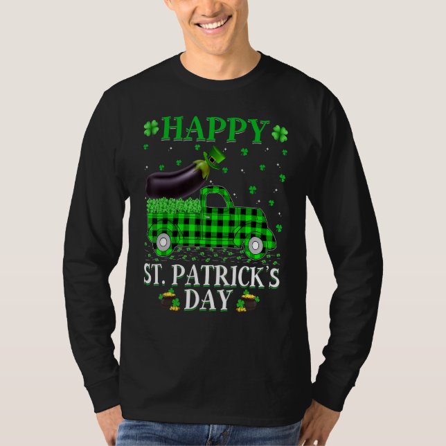 Buffalo Kariert Green Truck Eggplant Frucht St Pat T-Shirt (Vorderseite)