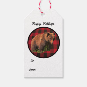 Buffalo Kariert Grizzly Bären-Geschenketiketten Geschenkanhänger