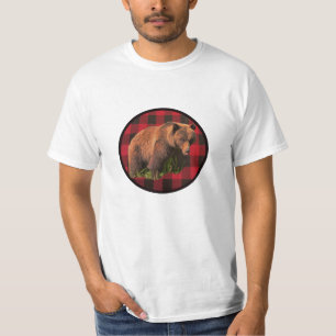 Buffalo Kariert Grizzly Bear T - Shirt