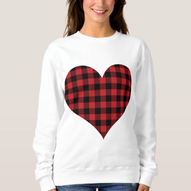 Buffalo Kariert Heart Valentine's Day Liebe Hoodie (Vorderseite)