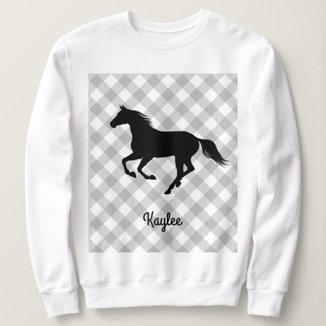 Buffalo Kariert Horse Lover (nicht so) Ugly Sweate Sweatshirt (Design vorne)