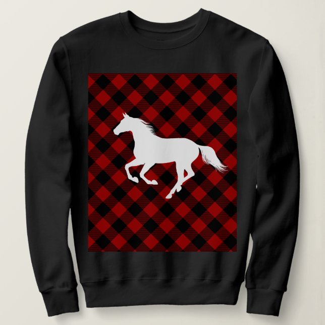 Buffalo Kariert Horse Lover (nicht so) Ugly Sweate Sweatshirt (Design vorne)