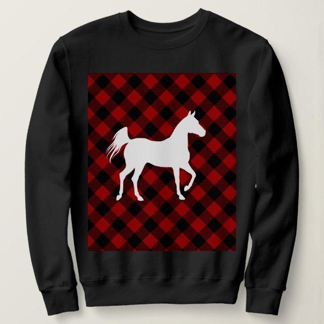 Buffalo Kariert Horse Lover (nicht so) Ugly Sweate Sweatshirt (Design vorne)