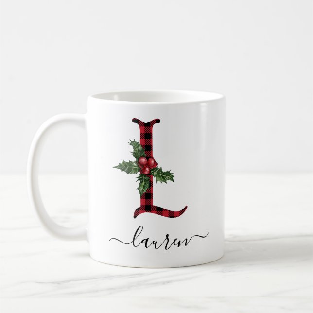 Buffalo Kariert L Monogram Weihnachtskaffee Tasse (Links)