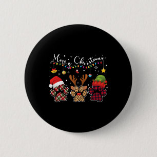 Buffalo Kariert Leopard Dog Paws Frohe Weihnachtsl Button