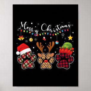 Buffalo Kariert Leopard Dog Paws Frohe Weihnachtsl Poster