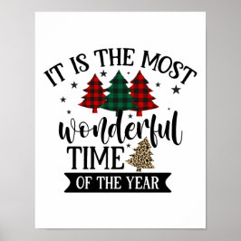 Buffalo Kariert Leopard Muster Weihnachtsbaum Poster