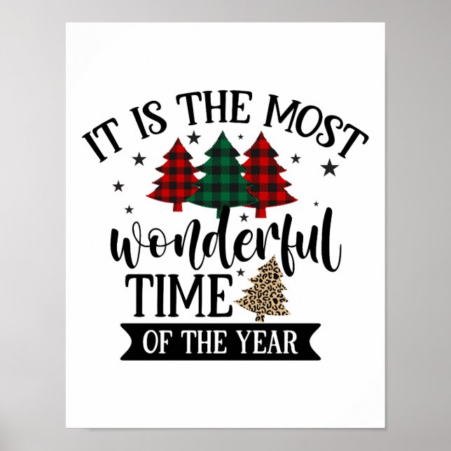 Buffalo Kariert Leopard Muster Weihnachtsbaum Poster (Vorne)