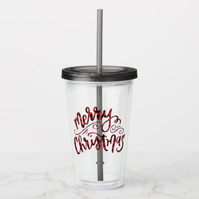 Buffalo Kariert Merina Weihnachten Acrylic Tumbler Acryltrinkbecher (Vorderseite)