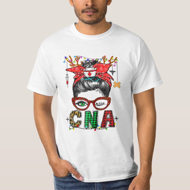Buffalo Kariert Nurse X mas Raglan T-Shirt (Vorderseite)