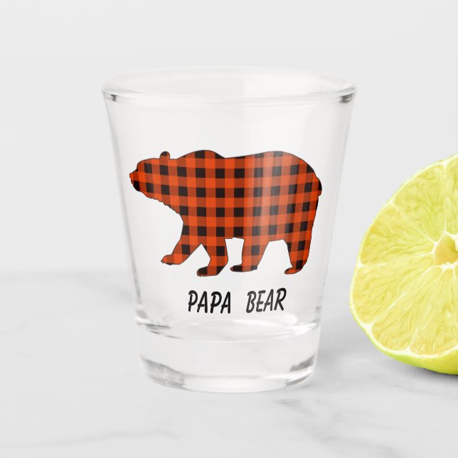 Buffalo Kariert Papa Bear Schnapsglas (Vorderseite)