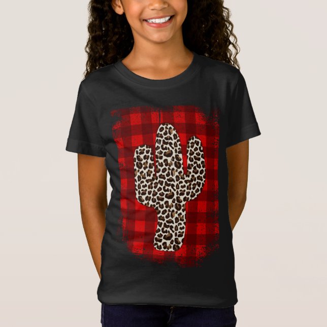 Buffalo Kariert Pattern Cactus Christmas T-Shirt (Vorderseite)