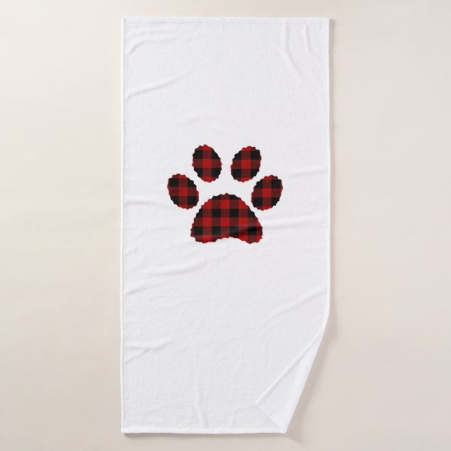 Buffalo Kariert Paw print Dog oder Cat Lovers Chri Badehandtuch (Badehandtuch)