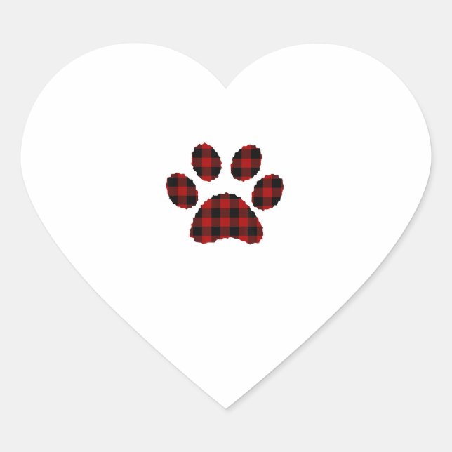 Buffalo Kariert Paw print Dog oder Cat Lovers Chri Herz-Aufkleber (Vorderseite)
