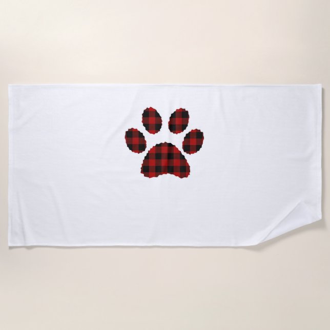 Buffalo Kariert Paw print Dog oder Cat Lovers Chri Strandtuch (Vorderseite)
