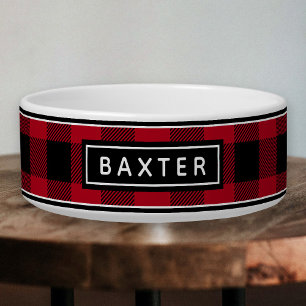 Buffalo Kariert Pet Bowl mit Personalisiertem Name Napf
