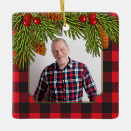 Buffalo Kariert Pine Boughs Gedächtnisfeier Foto W Keramikornament