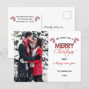 Buffalo Kariert Pinecone Foto Feiertagspostkarte