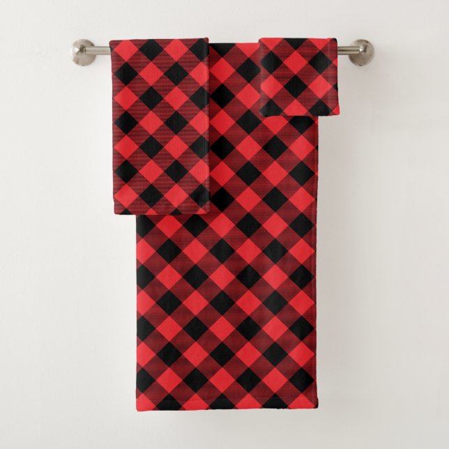 Buffalo Kariert Red Black Karo Badhandtuch Set (Insitu)