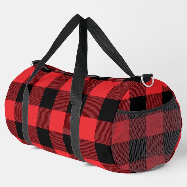 Buffalo Kariert Red Black Karo Duffle Bag (Rechte Ecke)