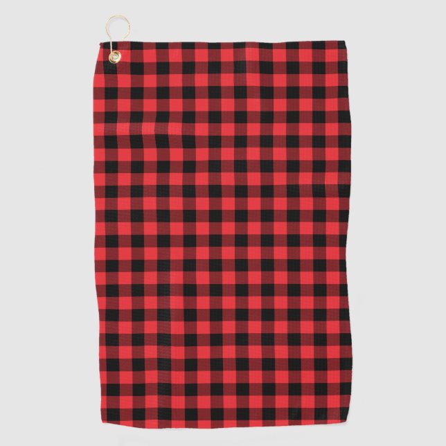 Buffalo Kariert Red Black Karo Golfhandtuch (Vorderseite)
