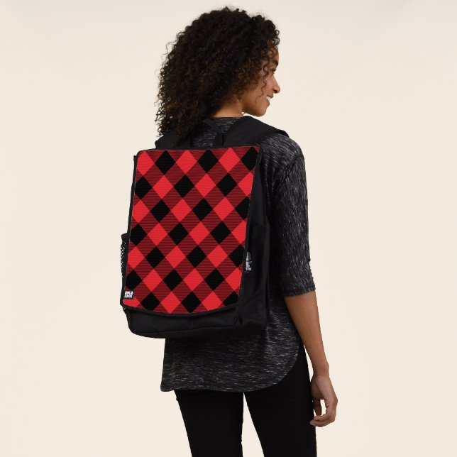 Buffalo Kariert Red Black Karo Rucksack (Ausgewaschen)