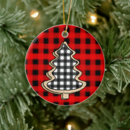 Buffalo Kariert, Red Gingham Weihnachtsbaumen Keramik Ornament